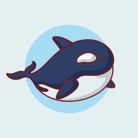 Cute killer whale cartoon icon vector illustration