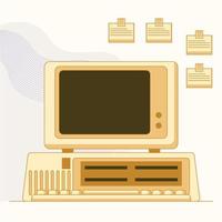 Old computer in flat design vector icon illustration