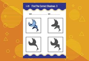 Find the correct shadow. Education developing worksheet. Matching game for kids. vector