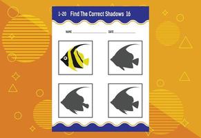 Find the correct shadow. Education developing worksheet. Matching game for kids. vector