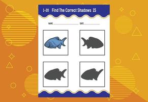 Find the correct shadow. Education developing worksheet. Matching game for kids. vector