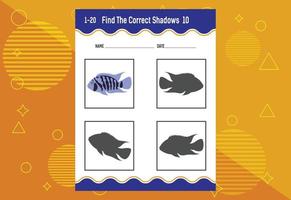 Find the correct shadow. Education developing worksheet. Matching game for kids. vector