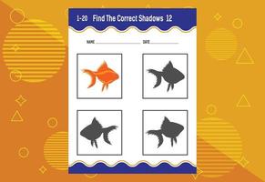 Find the correct shadow. Education developing worksheet. Matching game for kids. vector