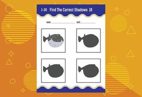 Find the correct shadow. Education developing worksheet. Matching game for kids. vector