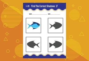 Find the correct shadow. Education developing worksheet. Matching game for kids. vector