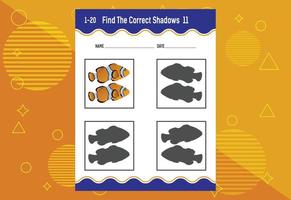 Find the correct shadow. Education developing worksheet. Matching game for kids. vector