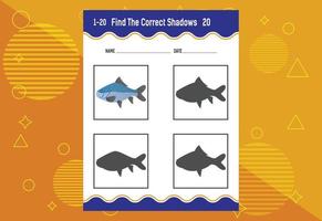 Find the correct shadow. Education developing worksheet. Matching game for kids. vector