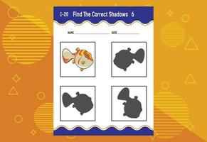 Find the correct shadow. Education developing worksheet. Matching game for kids. vector