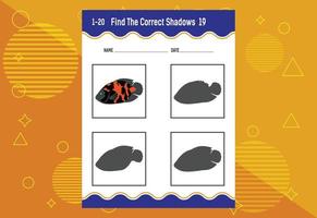 Find the correct shadow. Education developing worksheet. Matching game for kids. vector