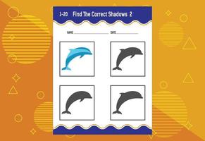 Find the correct shadow. Education developing worksheet. Matching game for kids. vector