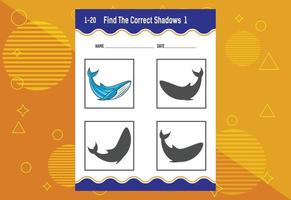 Find the correct shadow. Education developing worksheet. Matching game for kids. vector