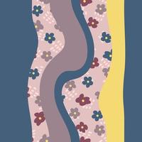 patrón sin costuras de estética hippie con olas y flores. vector