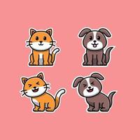 illustration cute vector of cat and dog,Animal Icon Concept Isolated Premium Vector.Colorful vector illustration in flat cartoon style.