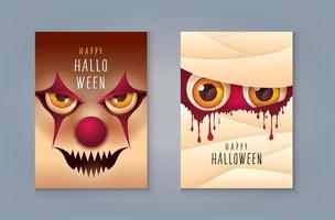 Happy Halloween Night Party greeting card, Abstract Halloween Creepy Scary face Vector for Greeting card, social, banner, Poster, trick or treat.