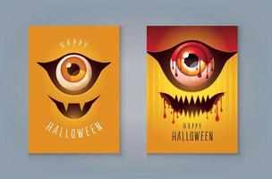 Happy Halloween Party, Set of Abstract Halloween Creepy Scary face Vector for Greeting card.