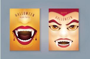 Set of Abstract Halloween Scary Vampire mouth with blood, Happy Halloween Party. vector