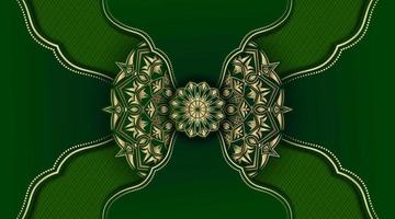 mandala background, green and gold vector