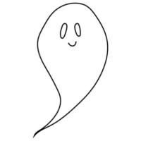 Vector illustration of a cute ghost. Outline doodle illustration