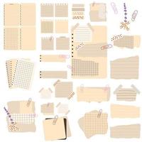 un conjunto de notas para un cuaderno. conjunto para un diario electrónico. trozos de notas vector