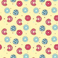 seamless pattern with glazed donuts. Bright juicy pattern on a yellow background vector