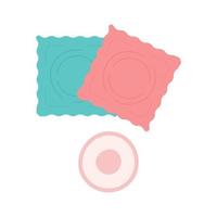 Set of male condoms colored flat style icons. Contraception, birth control, HIV and AIDS prevention concept. Contraceptive birth control methods. vector