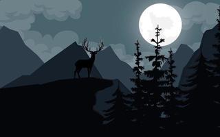 Mountain nature with the spread that is active late at night and the moon vector