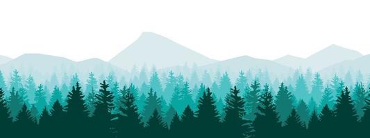 Vector Illustration Landscape Mountain Nature Forest Background Pine Tree Vector.