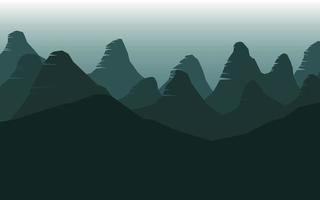 montañas del paisaje del valle del vector, tiempo nublado vector