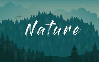 Vector Background with Mountains.Nature background in green colors.