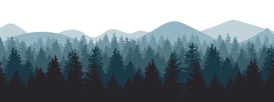 Vector Illustration Pine Landscape Mountain Nature Forest Background Pine Tree Vector.