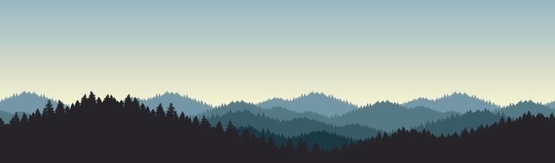 Illustration of mountain landscape  forest with pine. trees.