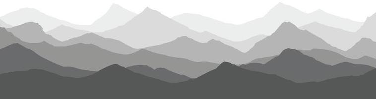 ilustración vectorial con paisaje de montaña paisaje en blanco y negro, archivo eps 10 vector