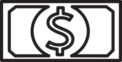 disegno di simbolo del segno dell'icona dei soldi del dollaro png