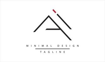 IA or AI Minimal Logo design Vector