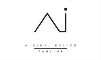 IA or AI Minimal Logo design Vector