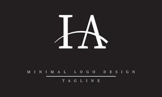 IA or AI Minimal Logo design Vector