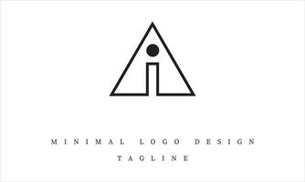 IA or AI Minimal Logo design Vector