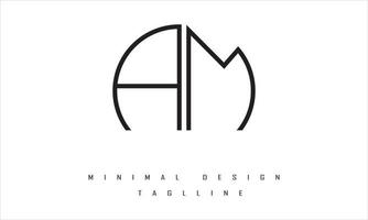 AM or MA Minimal Logo Design Vector Art Illustration