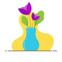 flat illustration of vase with flowers vector