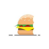 cartoon of burger being bitten. hamburger vector illustration