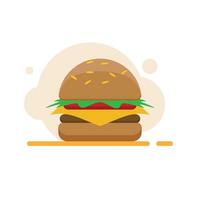 Cartoon Burger With Lettuce, Tomato, meat And Cheese.vector illustration vector
