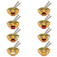 bundle of noodles illustration vector graphic with various facial expressions