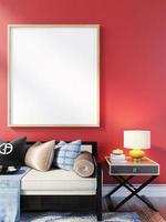 Mock up poster frame in modern interior background living room scandinavian 3d render photo