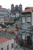 Beautiful view of downtown Porto with silhouette of church photo