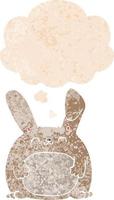 cartoon rabbit and thought bubble in retro textured style vector