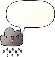 cartoon storm cloud and speech bubble in smooth gradient style vector