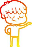 warm gradient line drawing cartoon happy boy vector