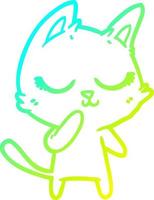 cold gradient line drawing calm cartoon cat considering vector