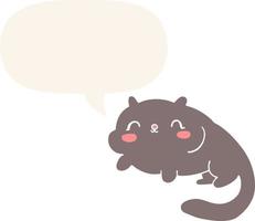 cartoon cat and speech bubble in retro style vector