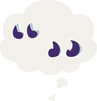 cartoon quotation marks and thought bubble in retro style vector